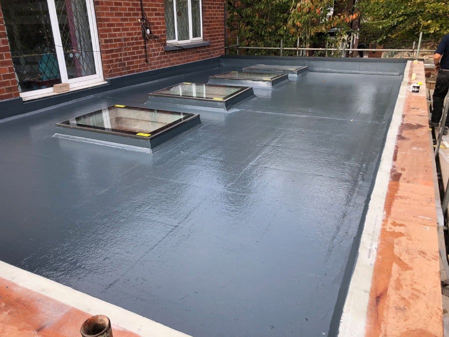 GRP flat roof with rooflights by Unique Roofing